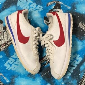 Nike White and Red Cortez Sneakers 7.5